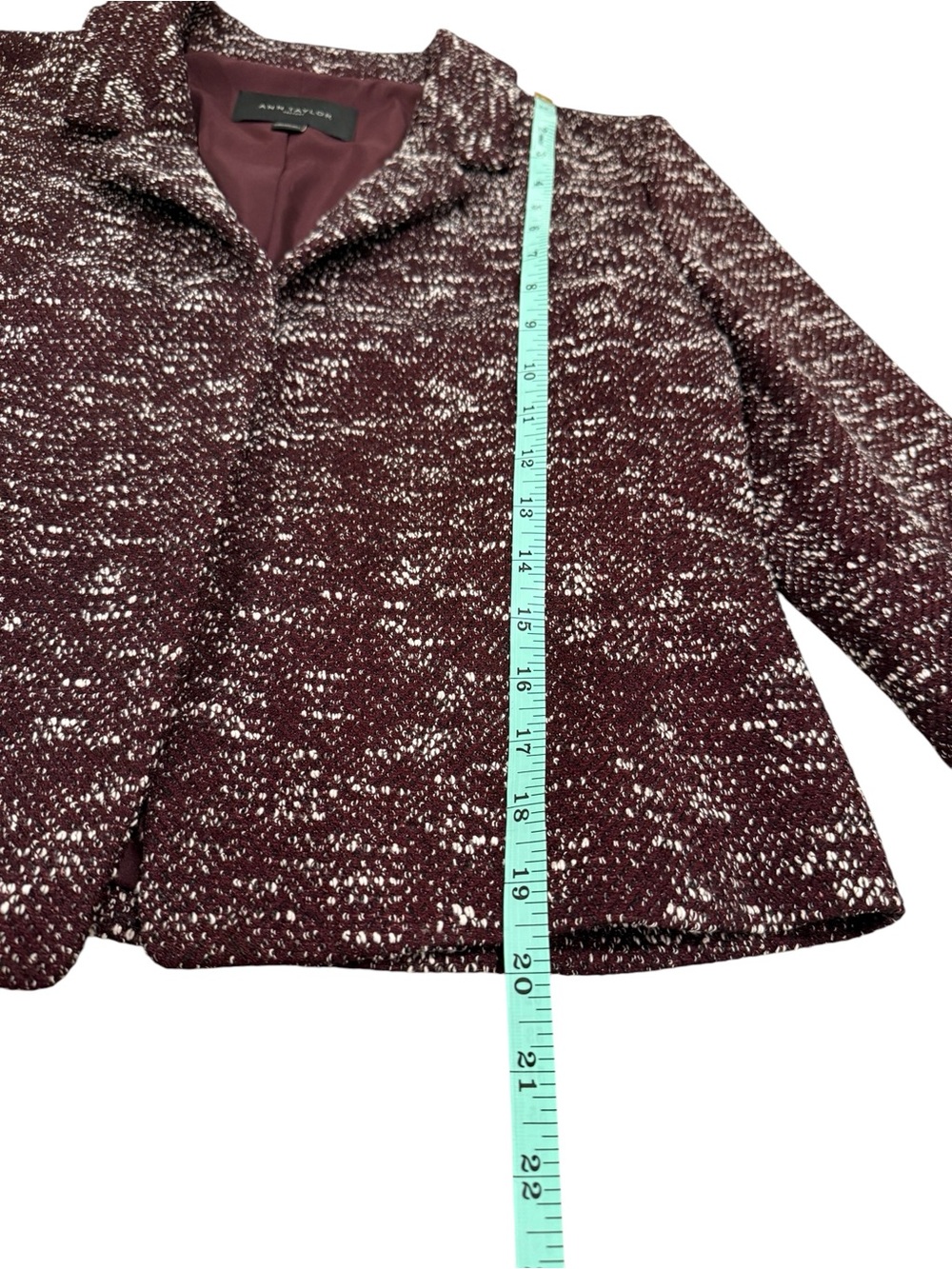 Ann Taylor Factory Burgundy Tweed Like Blazer and Skirt Set - Picture 4 of 16